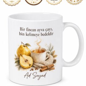 Ayva Çayı İçenlere Kış Çayı Kupa Bardak Hediye Özel Tasarım Porselen Mug