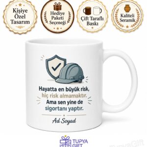 Garantici Arkadaşa Çift Dikiş Sağlamcı Risk Sevmeyen Kupa Bardak Hediye