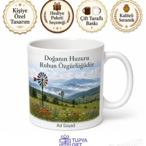 Osmaniye Hasanbeyli Almanpınarı Yaylası Doğa Manzarası Rüzgar Gülleri Kupa Bardak Hediye