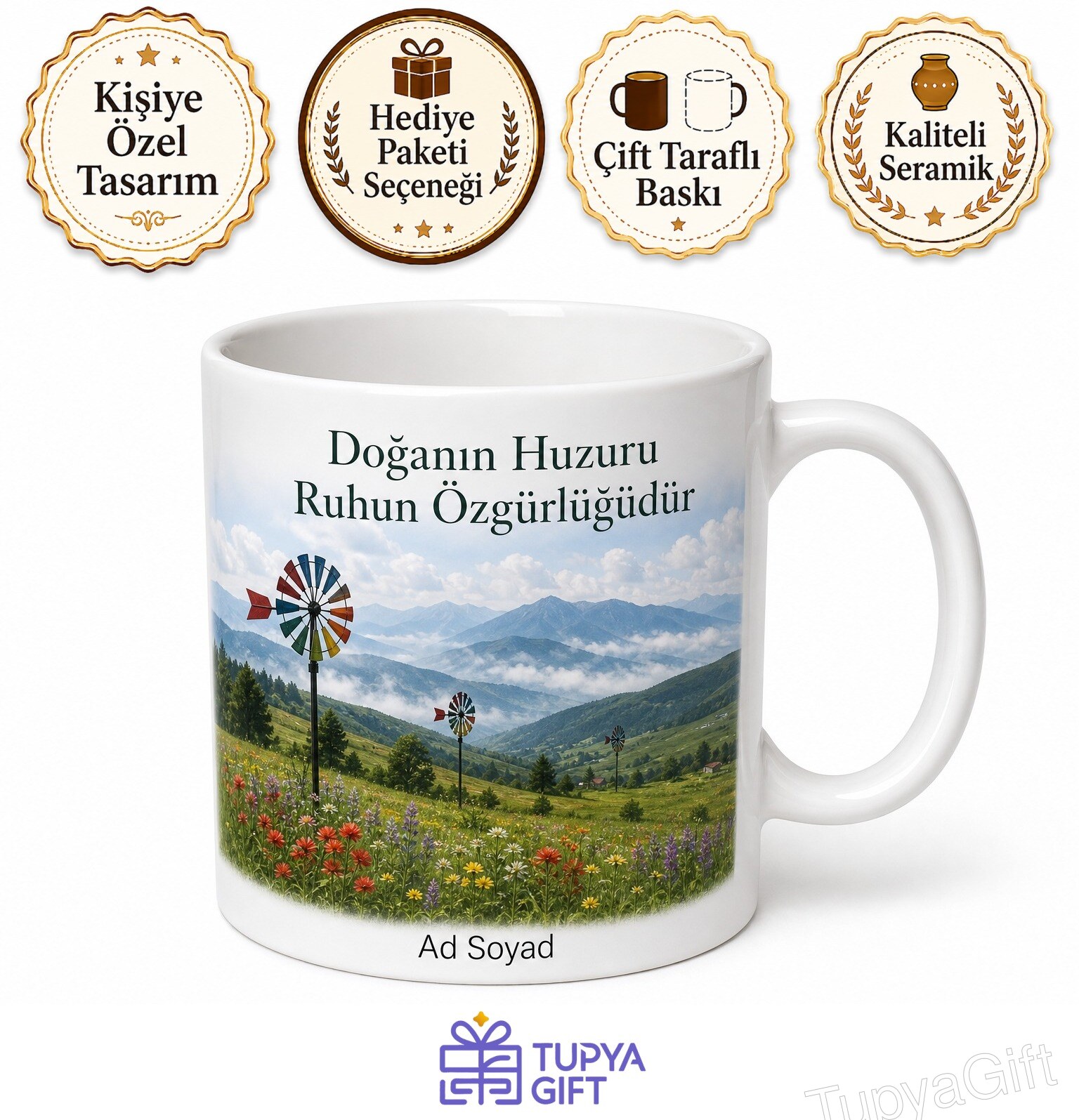 Osmaniye Hasanbeyli Almanpınarı Yaylası Doğa Manzarası Rüzgar Gülleri Kupa Bardak Hediye