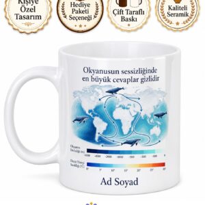 Okyanus Bilimcisine Hediye Balina Göçü Deniz Sıcaklığı Okyanus Derinliği Baskılı Kupa Bardak