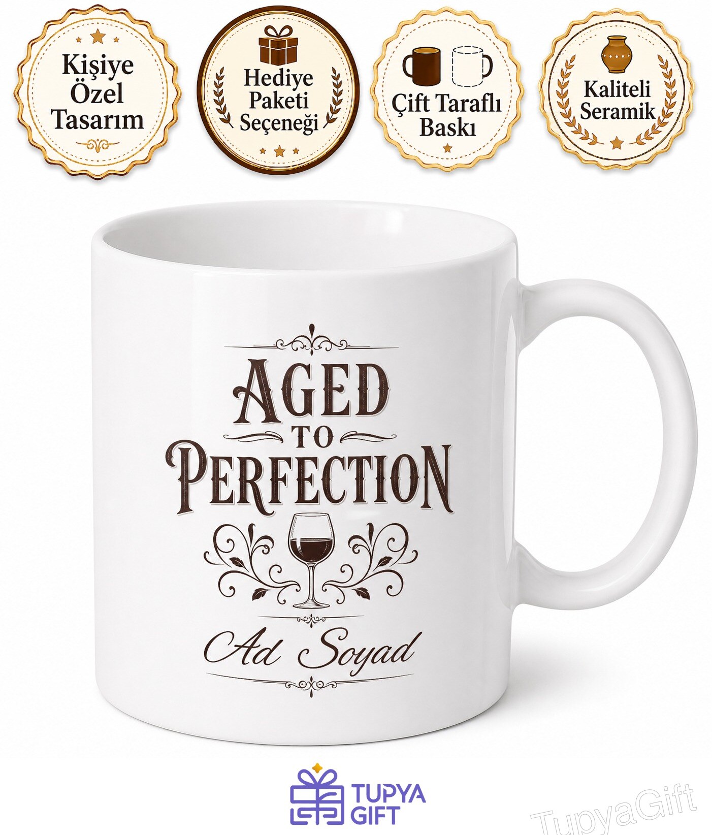 Aged To Perfection Yazılı Mükemmel Yıllanmış İngilizce Kupa Bardak Hediye