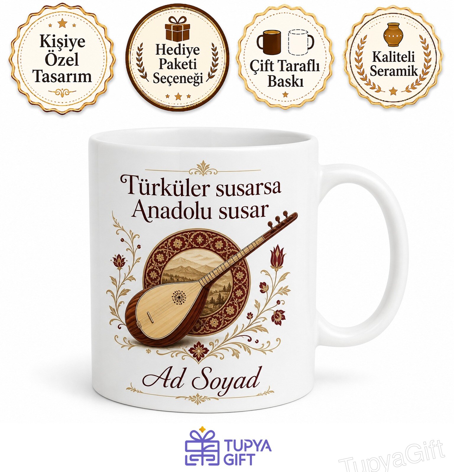 Ruhi Su Anadolu Türküleri Bas Bariton Türküleri Yeniden Yorumlayan Baskılı Kupa Bardak Hediye