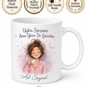 Sabahları Makyajsız Yakalananlara Uyku Sersemi Doğal Güzellik Kupa Bardak Hediye