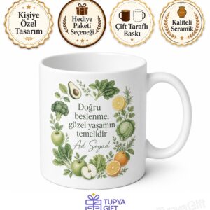 Sağlıklı Yaşam Rehberi Diyetisyen İsme Özel Kupa Bardak Hediye