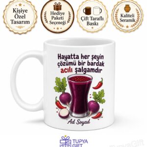Şalgam Severlere Özel Acılı Şalgam Adana Kebap Yanı İçecek Temalı Kupa Bardak Hediye