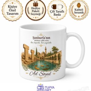 Şanlıurfa Balıklıgöl Göbeklitepe Mırra Kahvesi Sıra Gecesi Temalı Porselen Kupa Bardak Hediye