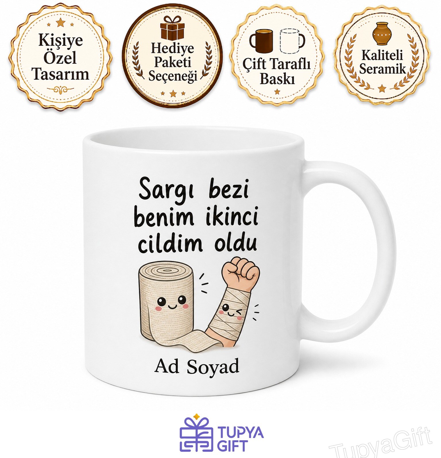 Sargı Bezi Kullananlara Elastik Sargı Bezi Burkulma Kırık Kupa Bardak Hediye