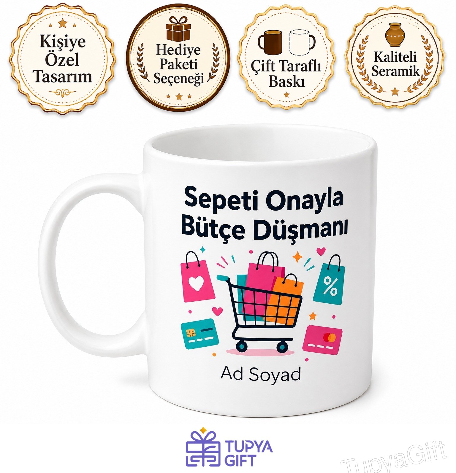 Sepeti Onayla Bütçe Düşmanı Alışveriş Sitesi Gezenlere Komik Kupa Bardak Hediye