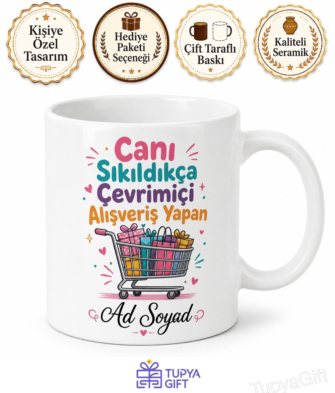 Sepeti Onayla Kupa Çevrimiçi Alışveriş Bağımlısı Hediye Bardak Komik Kupa