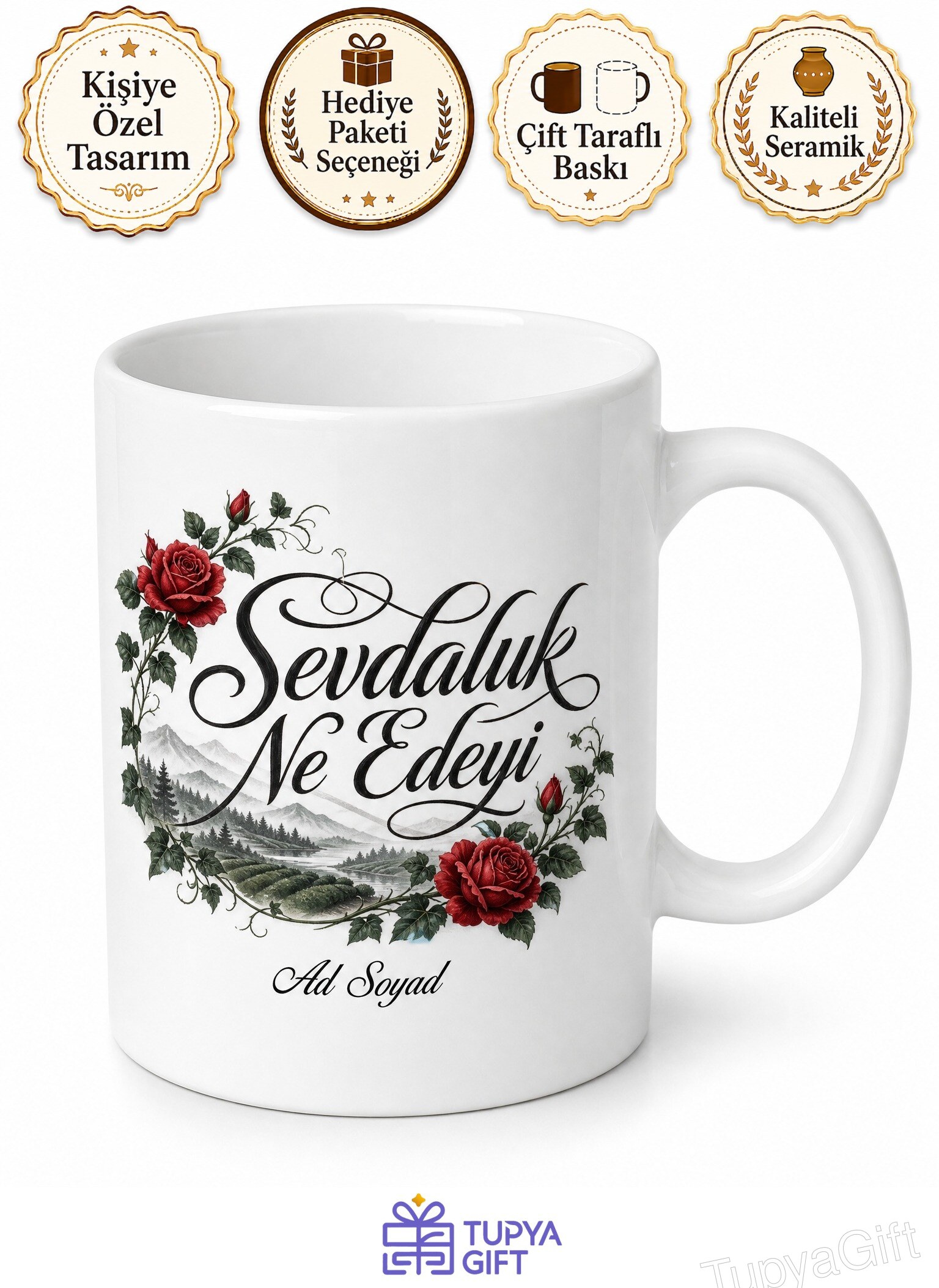 Sevdaluk Ne Edeyi Yazılı Karadeniz Aşk Şiiri Romantik Kupa Bardak Hediye