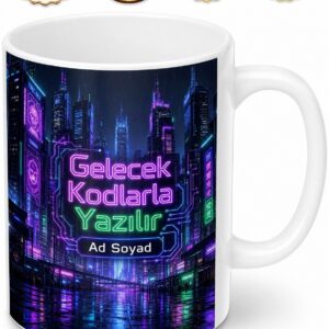 Siberpunk Distopik Gelecek Neon Şehir Matrix Ruhu Kupa Bardak Hediye