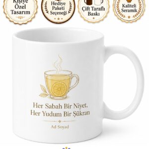 Sıcak Su İçenlere Limonlu Sıcak Su Sabah Ritüeli Kupa Bardak Hediye