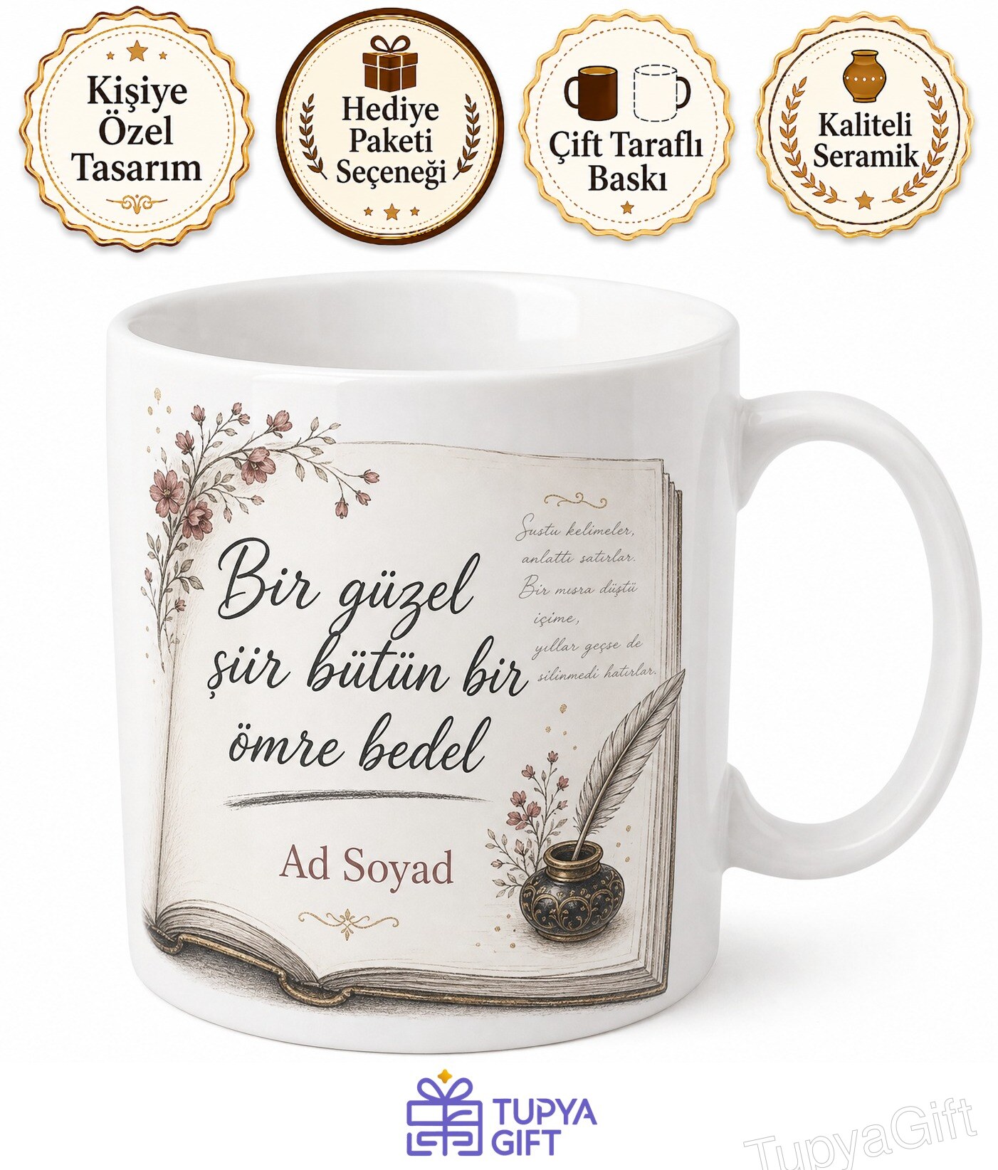 Şiir Kitapları Dize Altı Çizili Şair Ruhu Anlamlı Cümleler Kupa Bardak Hediye