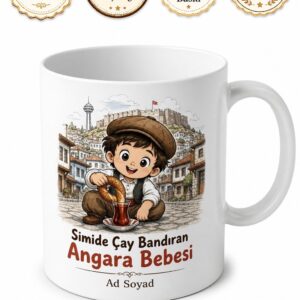 Simide Çay Bandıran Angara Bebesi Sokak Ruhu Kahve Kupası Hediye Bardak