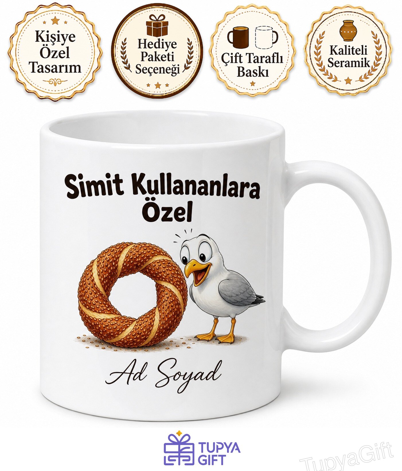 Simit Kullananlara Sokak Simidi Gevrek Çıtır Simit Martı Yemi Kupa Bardak Hediye