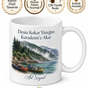 Sinop Türkeli Karadeniz Sahili Orman Çamlık Balıkçı Tekneleri Kupa Bardak Hediye