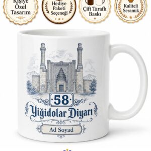 Sivas Plakalı Gök Medrese Çizimli Yiğidolar Diyarı Seramik Kupa Bardak Hediye
