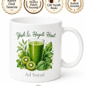 Smoothie İçenlere Detoks İçeceği Yeşil Smoothie Kupa Bardak Hediye