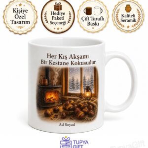 Sobada Kestane Kış Akşamı Nostaljisi Çizik Kestane Kokusu Kupa Bardak Hediye