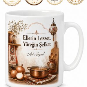 Soğan Yemeği Yapan Annelere Yöresel Lezzet Temalı Porselen Kupa Bardak Hediye