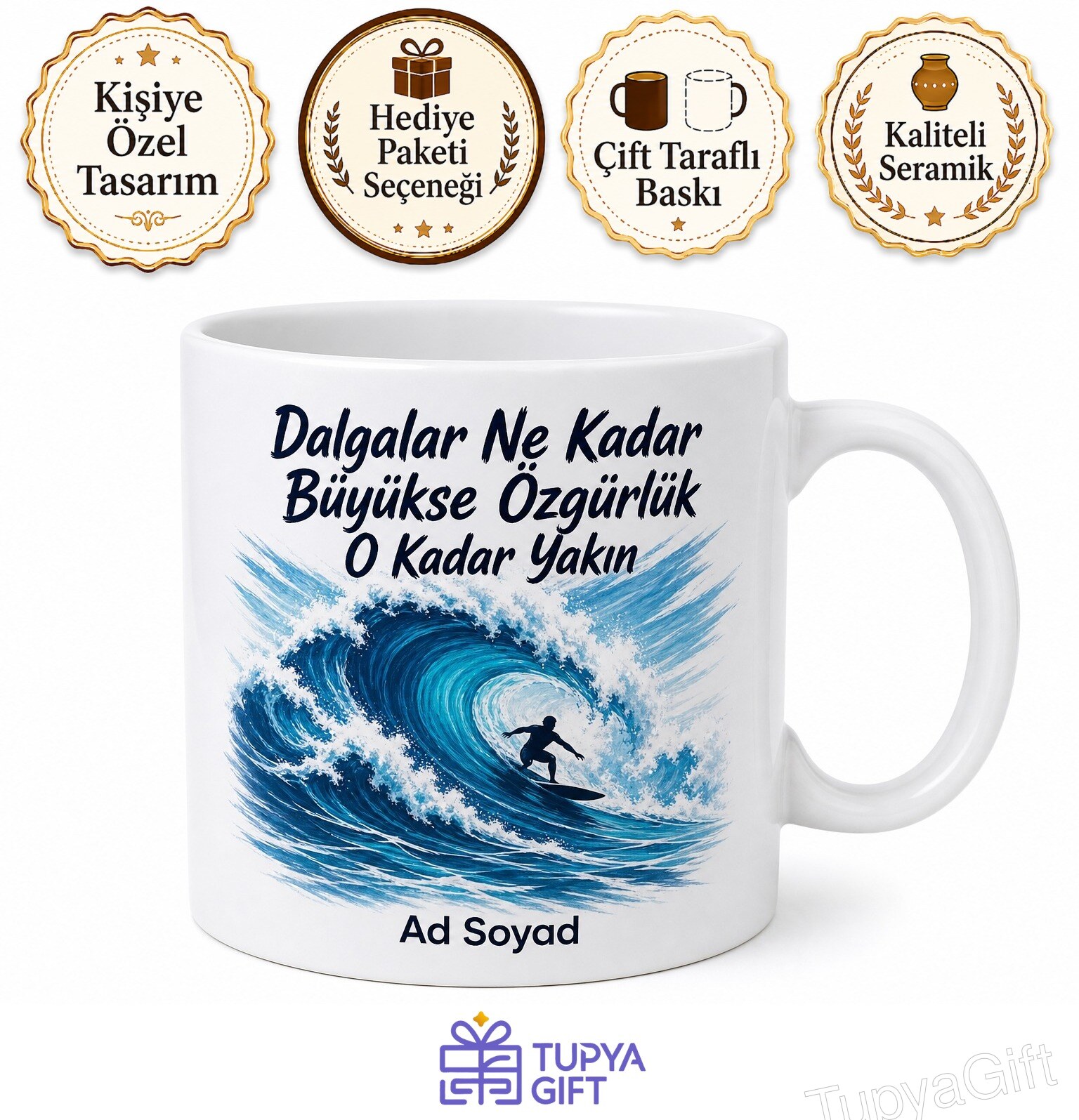 Sörfçüye Dev Dalgalar Okyanus Rüzgarı Tuzlu Su Sörf Tahtası Kupası Hediye