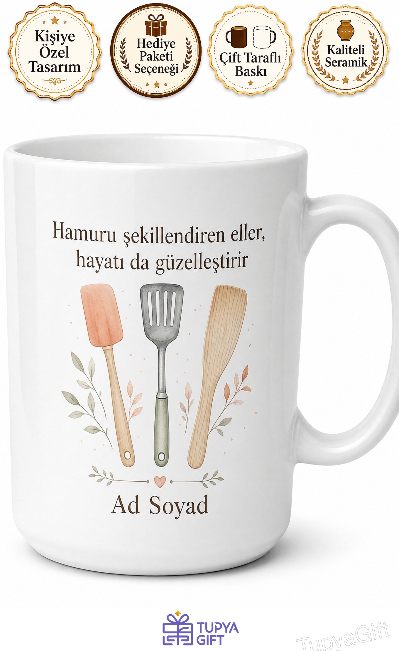 Spatula Kullananlara Özel Tasarım Kupa Bardak Hediye Pastacı Hamur Spatula