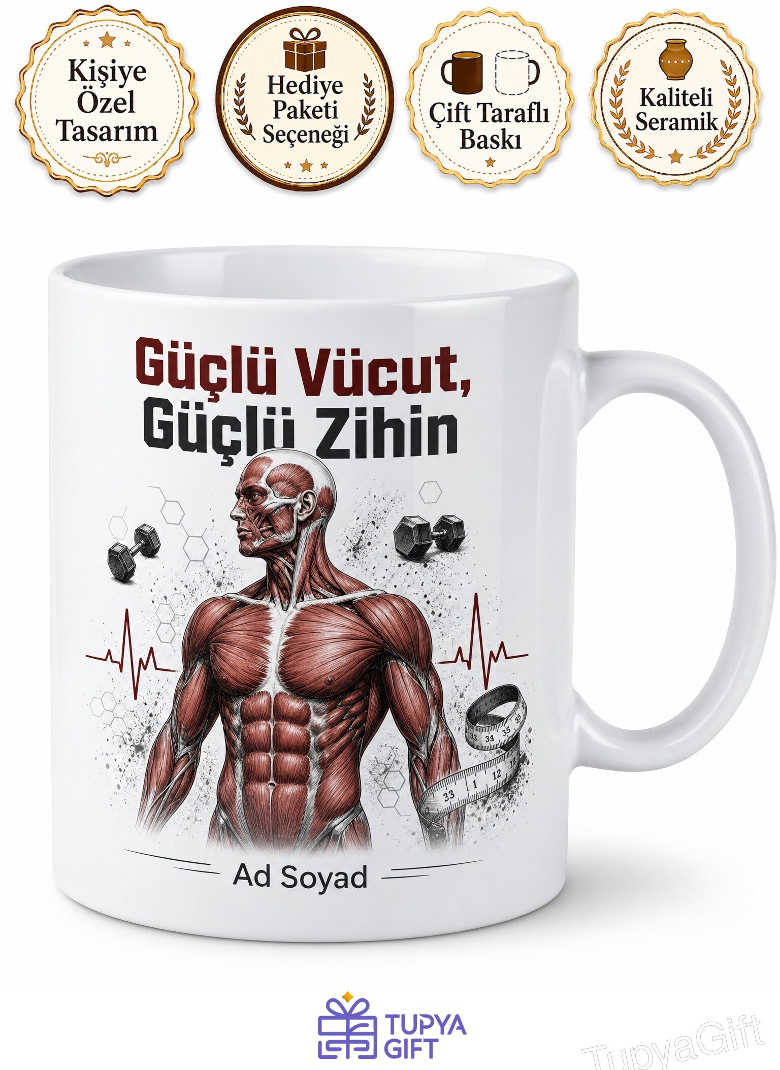 Spor Bilimleri Kas Yapısı Antrenman Günlüğü Fiziksel Kondisyon Kupa Hediye Bardak