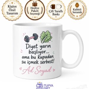 Sürekli Diyete Başlayan Kız Arkadaşa Fit Olma Hayali Kupası Hediye Bardak