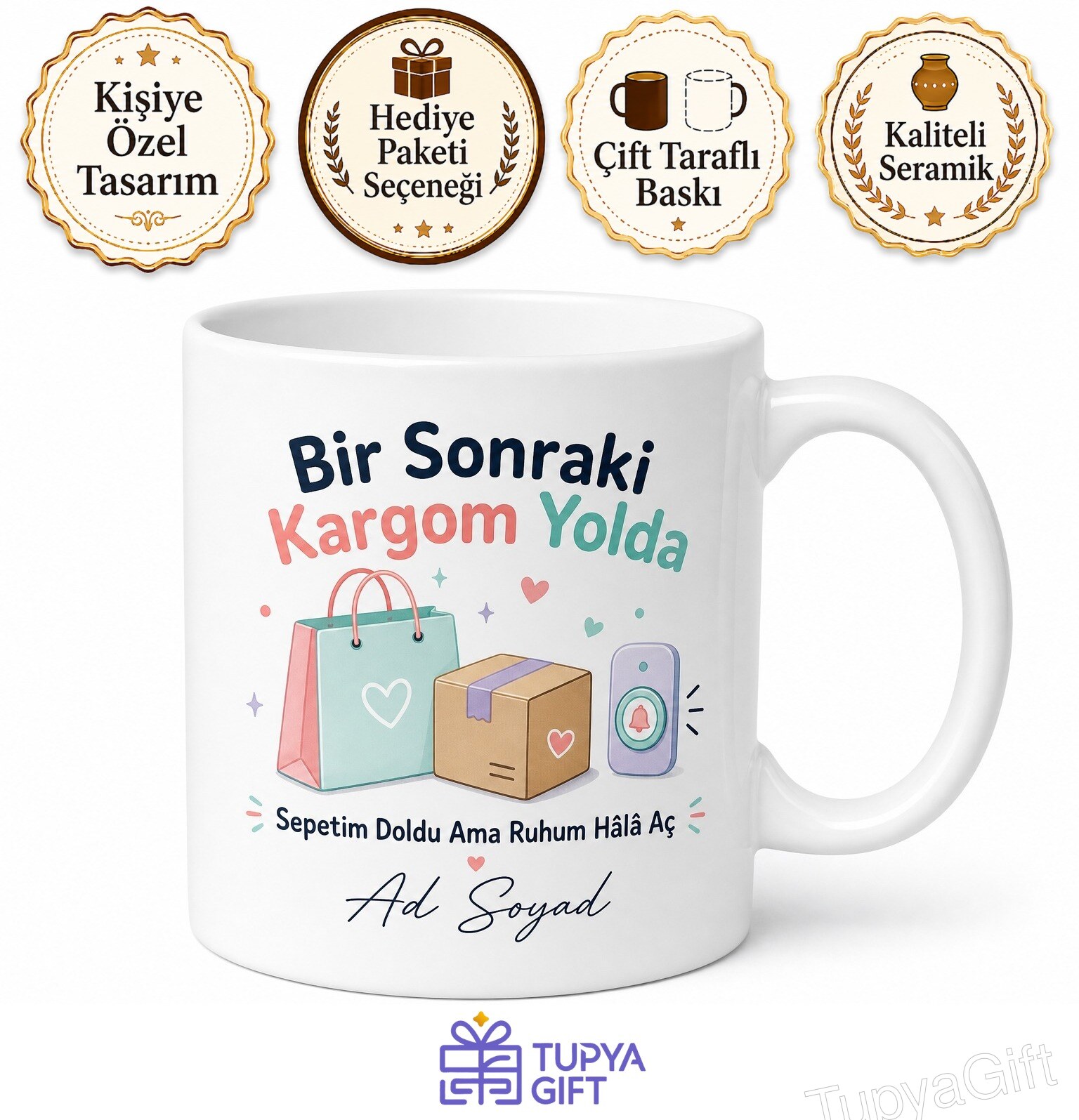 Sürekli Kargo Bekleyen Alışveriş Kolik Online Tüketici Kupa Bardak Hediye