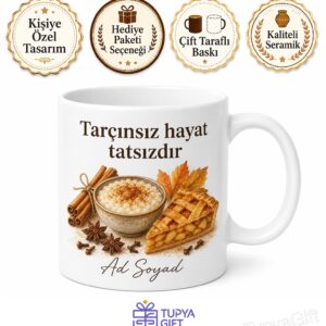 Tarçın Kullananlara Tarçınlı Sütlaç Elmalı Turta Kış Baharatı Kupa Hediye Bardak
