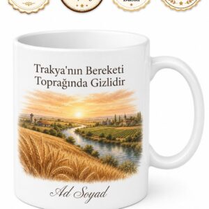 Tekirdağ Ergene Nehri Tarım Arazileri Trakya Bereketi Özel Tasarım Kupa Bardak Hediye