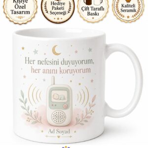Telsiz Kullananlara Bebek Telsizi Anne Kaygısı Özel Tasarım Porselen Kupa Hediye