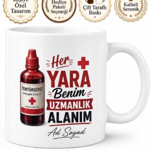 Tentürdiyot Kullananlara Yara Bakımı Kırmızı İlaç Kupa Bardak Hediye