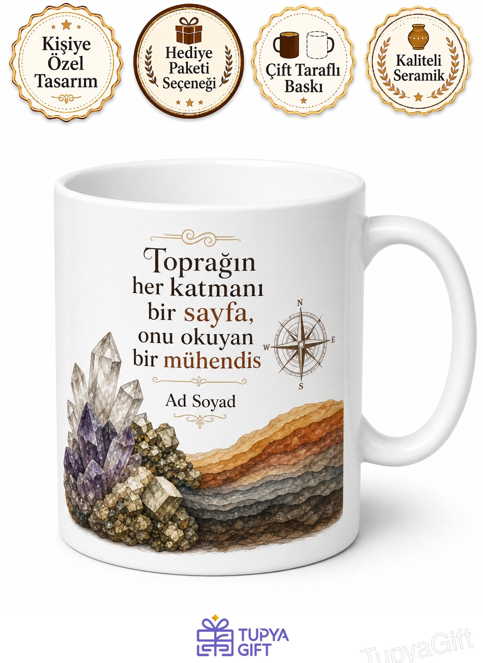 Toprağın Sırrını Çözen Jeoloji Mühendisi Kahve Kupası Hediye Bardak