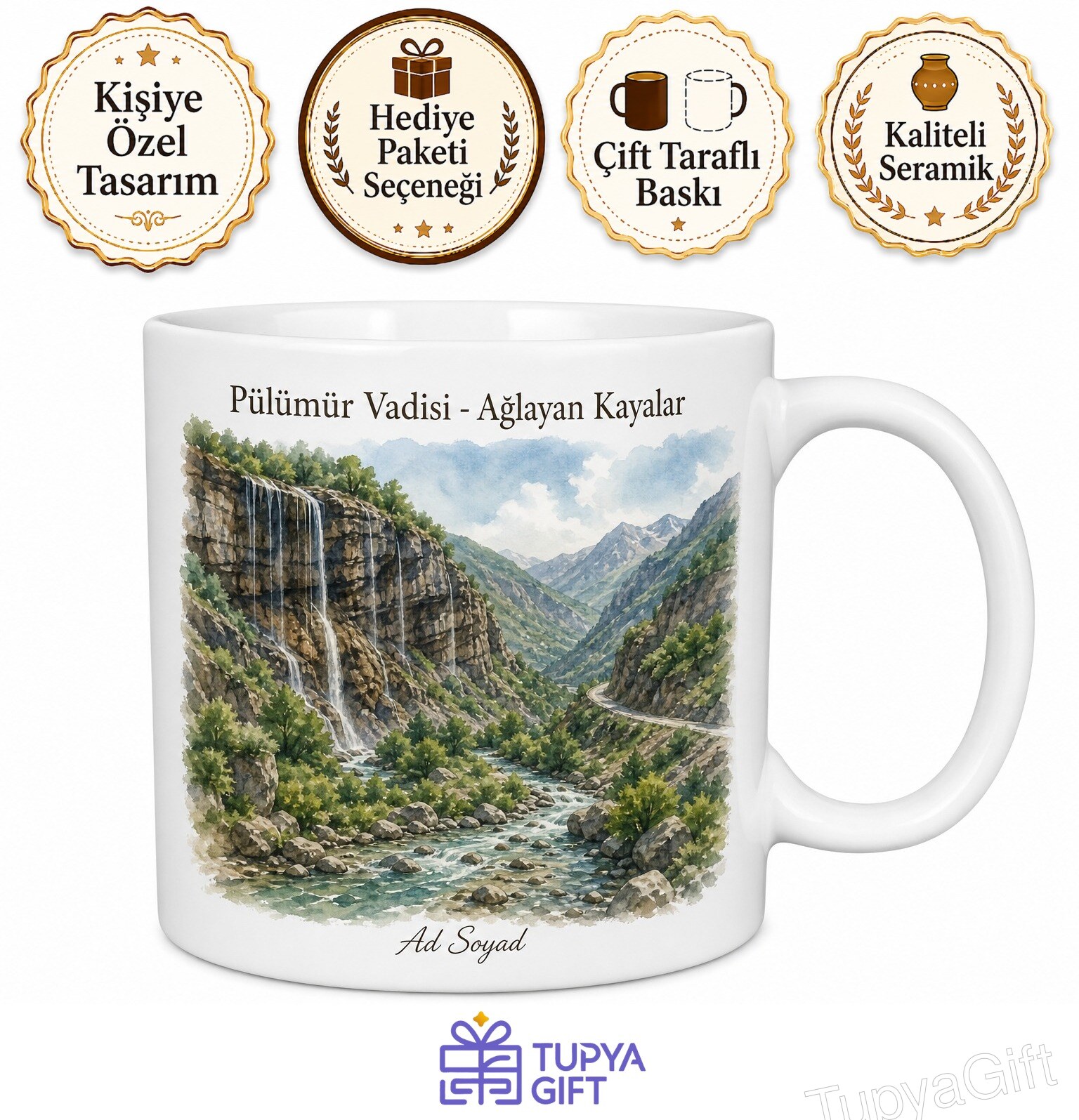 Tunceli Pülümür Ağlayan Kayalar Vadisi Soğuk Sular Dağ Geçidi Çay Kupası Hediye