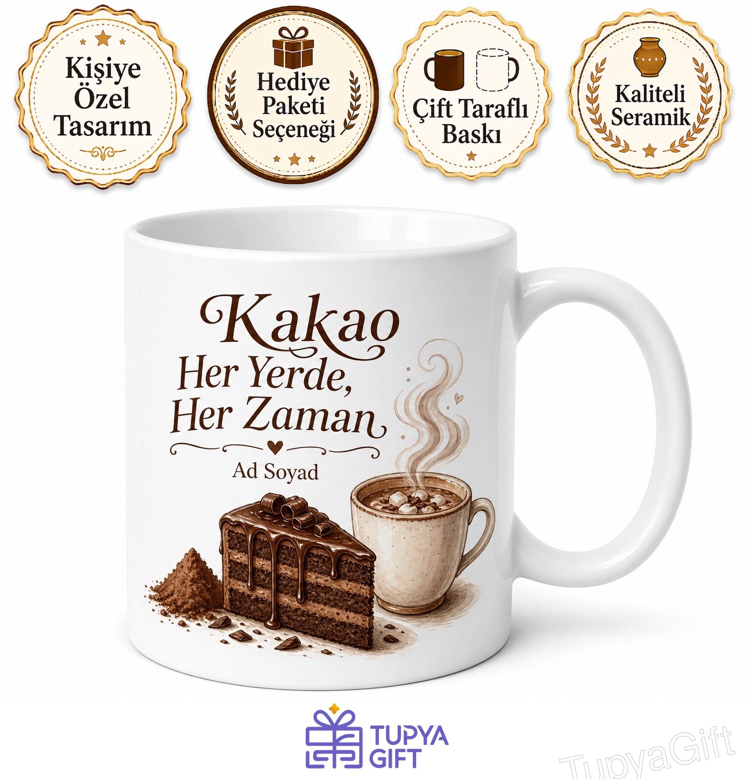 Kakao Kullananlara Kakao Tozu Kakaolu Kek Kakaolu Süt Tatlı Krizi Kupa Bardak Hediye