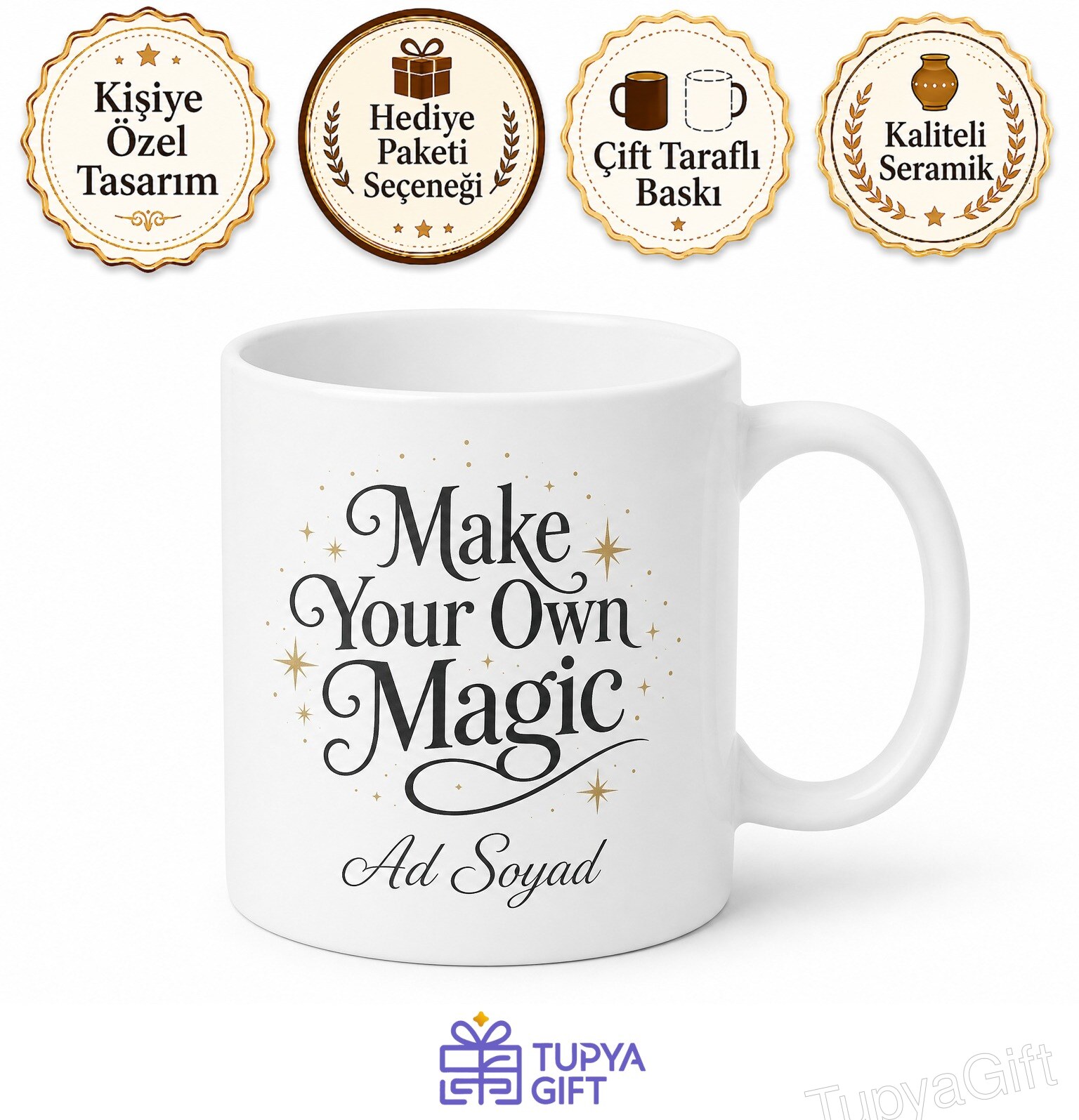 Make Your Own Magic Yazılı Kendi Sihrini Oluştur İngilizce Motivasyon Kupa Bardak Hediye