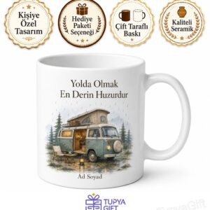 Karavanda Yağmur Sesi Dinleyenlere Mobil Ev Göçebe Huzur Kupa Bardak Hediye