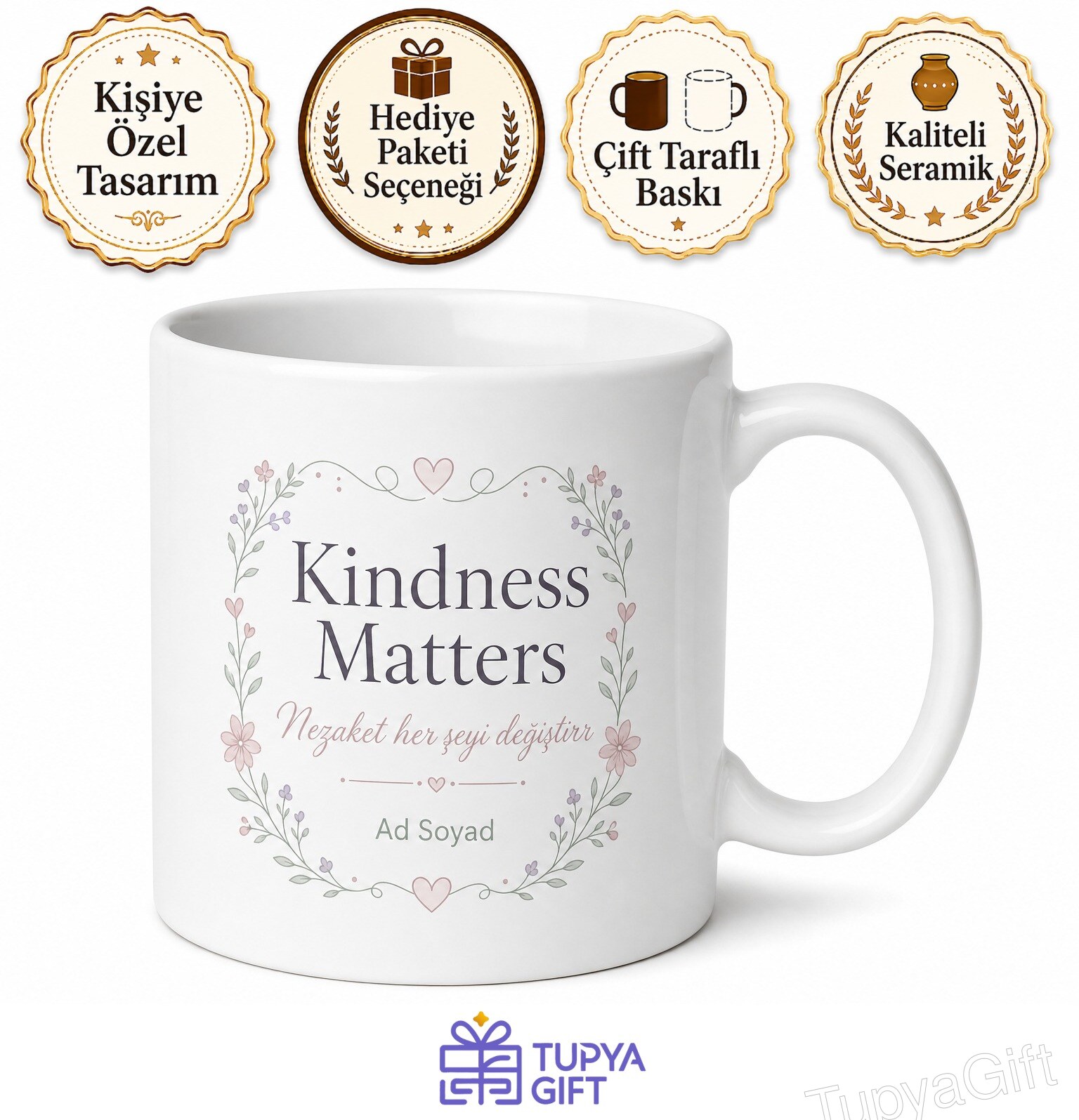 Kindness Matters Yazılı Nezaket Önemlidir İngilizce Çay Kupası Hediye Bardak