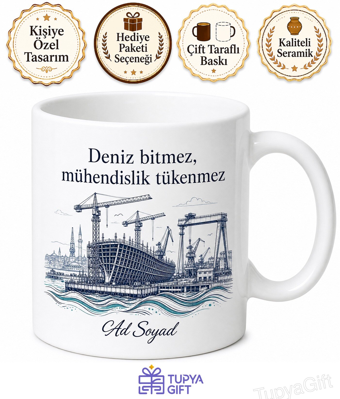 İstanbul Tuzla Viaport Marina Kaplıcaları Tersane Ruhu Gemi Mühendisi Kupa Hediye Bardak