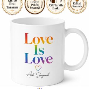 Love Is Love Baskılı Aşk Aşktır İngilizce Kupa Bardak Hediye