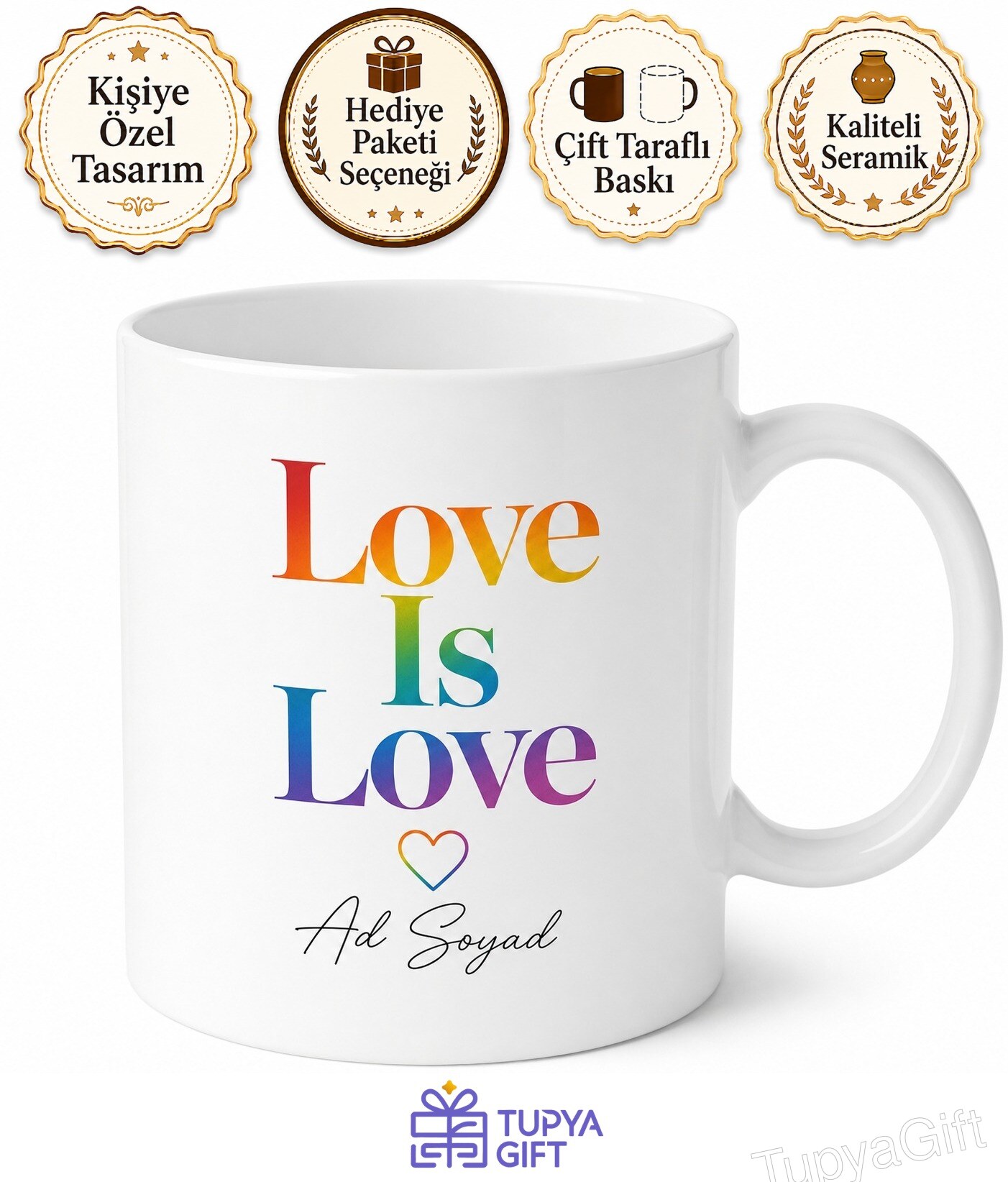 Love Is Love Baskılı Aşk Aşktır İngilizce Kupa Bardak Hediye