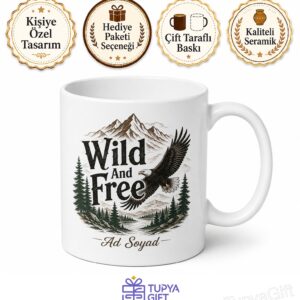 Wild And Free Temalı Vahşi Ve Özgür İngilizce Kupa Bardak Hediye