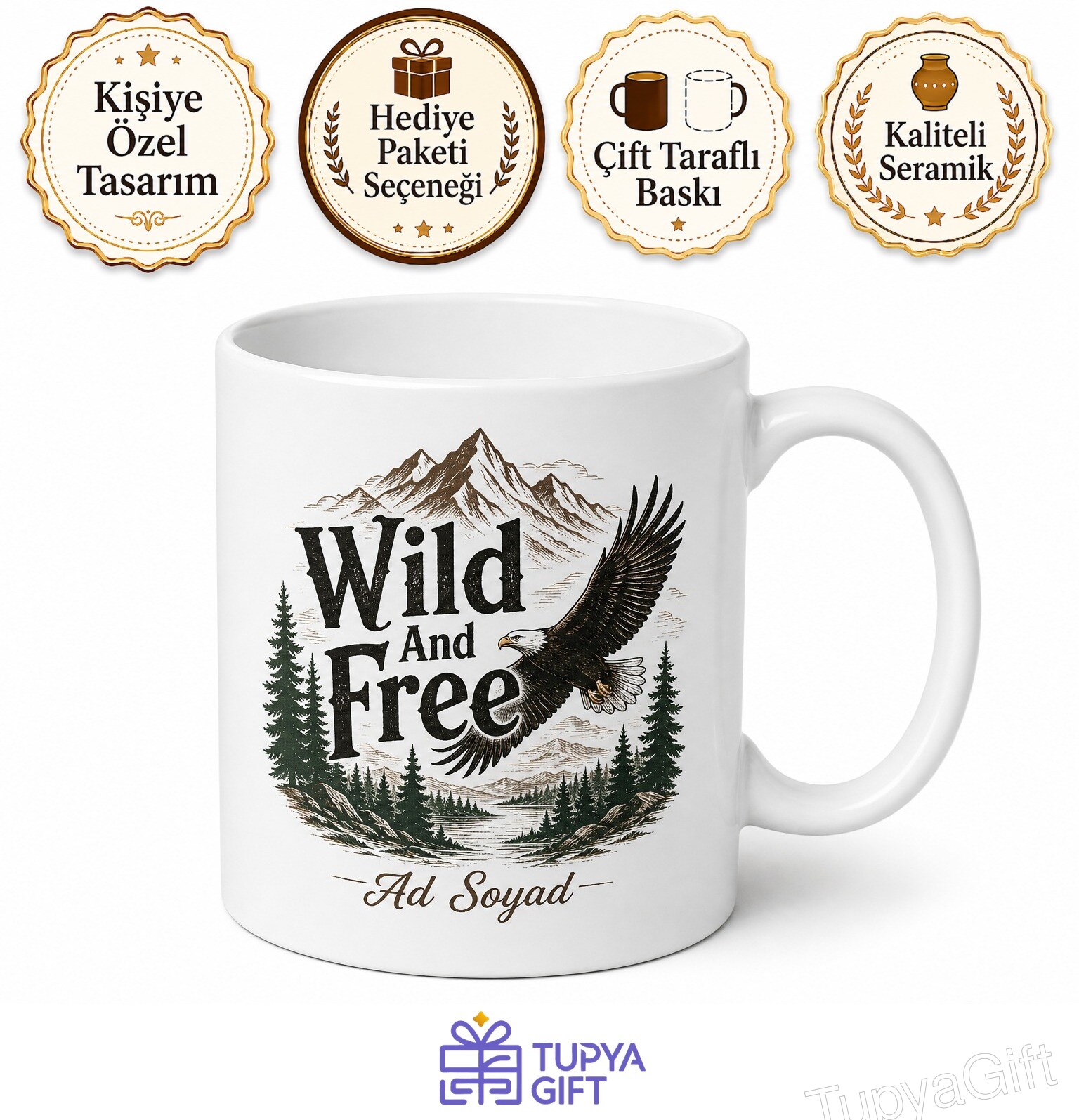 Wild And Free Temalı Vahşi Ve Özgür İngilizce Kupa Bardak Hediye