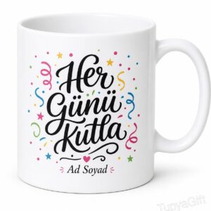 Her Günü Kutla İngilizce Çay Kupası Hediye Bardak