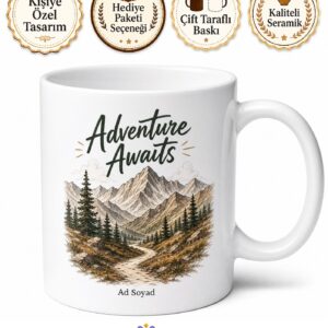 Adventure Awaits Temalı Macera Bekliyor İngilizce Kupa Bardak Hediye