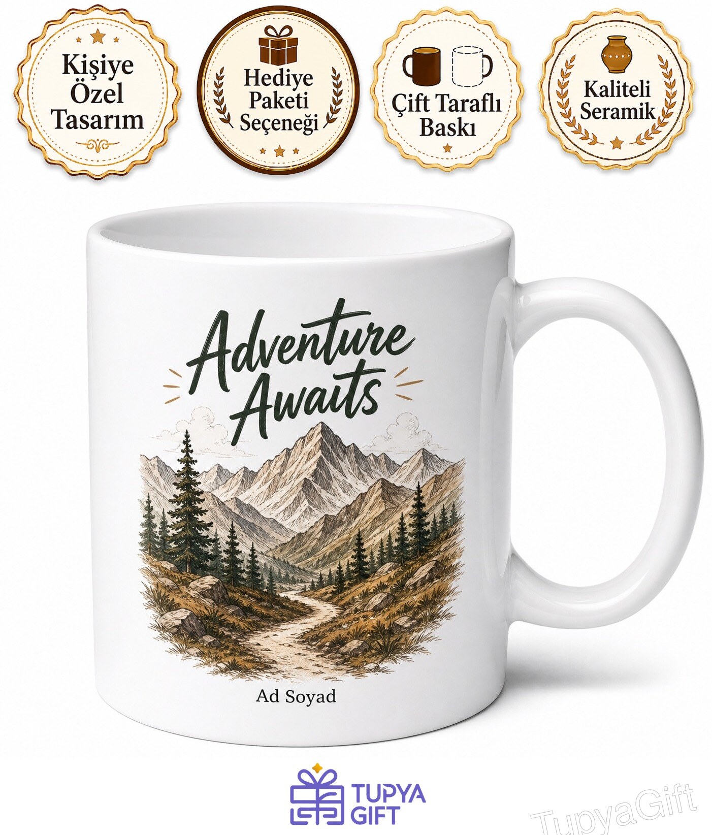 Adventure Awaits Temalı Macera Bekliyor İngilizce Kupa Bardak Hediye