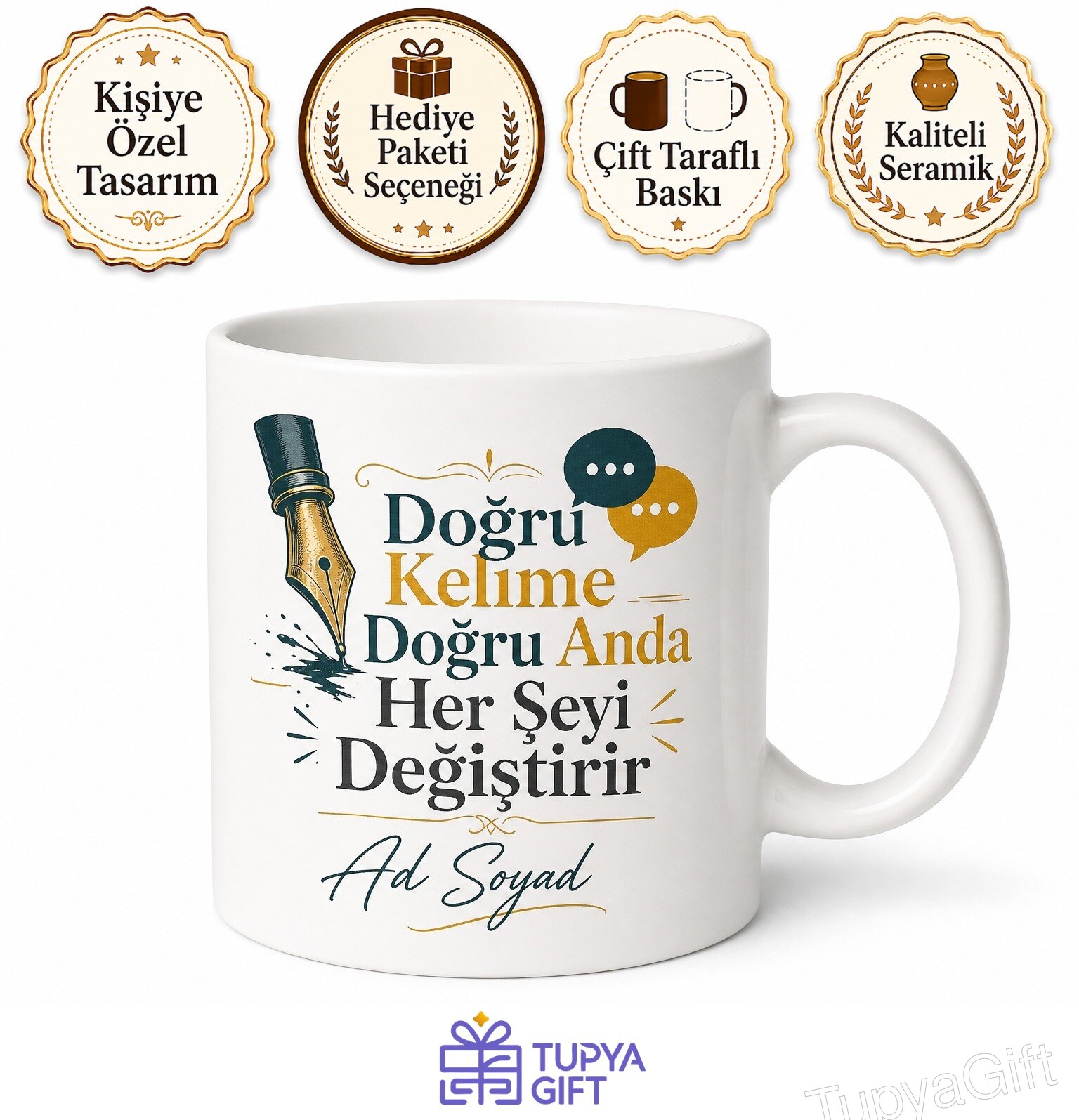 Dünya Reklam Günü Hediye Kupa Slogan Yazan Kopya Reklamcı Bardak