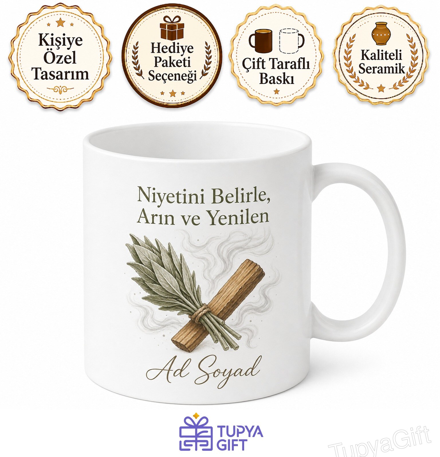 Tütsü Yakanlara Adaçayı Ve Palo Santo Arındırıcı Ritüel Kupa Bardak Hediye